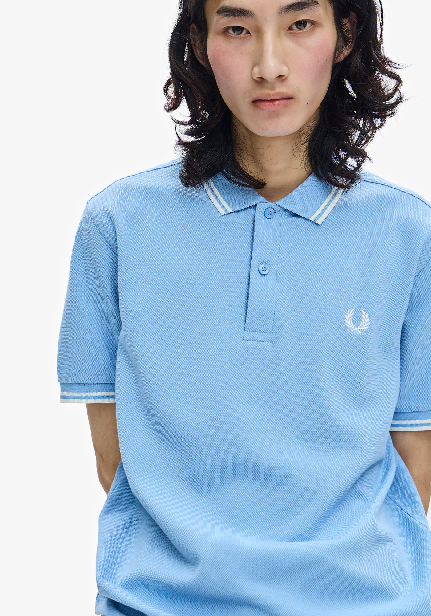 The Fred Perry Shirt - M3600(XS 748: WHITE / BRIGHT RED / NAVY