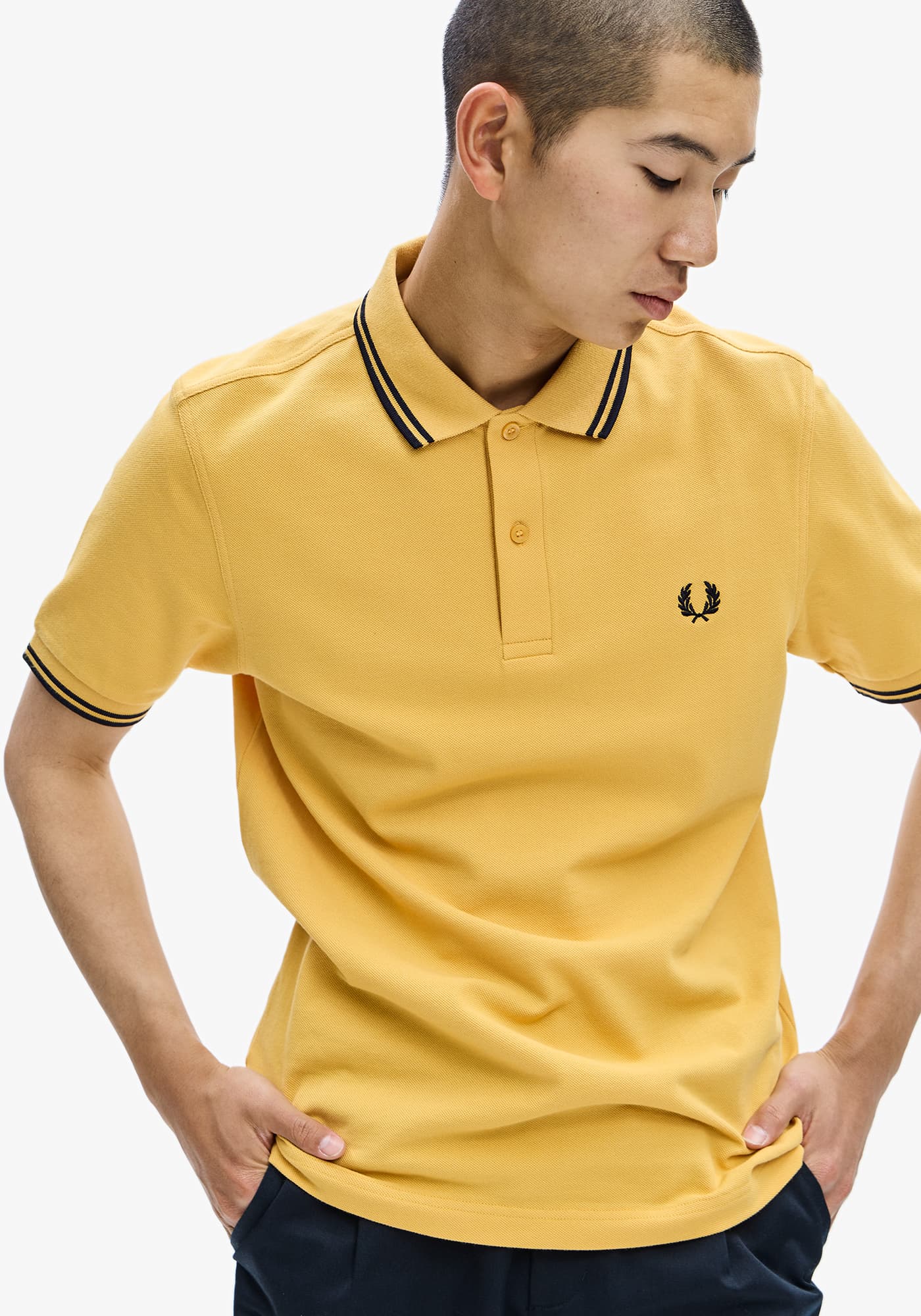 保証書付 【希少】 FRED PERRY ポロシャツ ブラック イエロー 黒 黄色