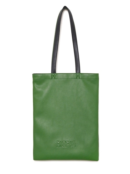 バイカラーレザーライクトート GRN F
