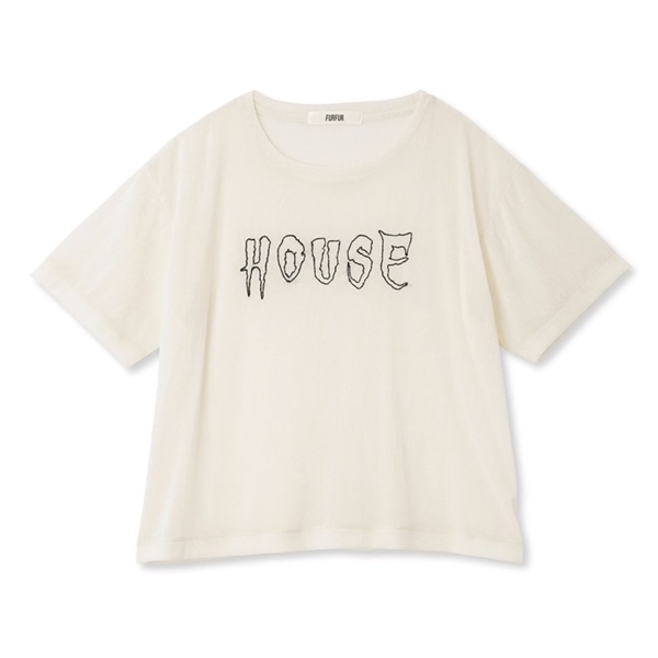 プレゼントを選ぼう！ FURFUR HOUSE刺繍シアーTシャツ WHT Tシャツ