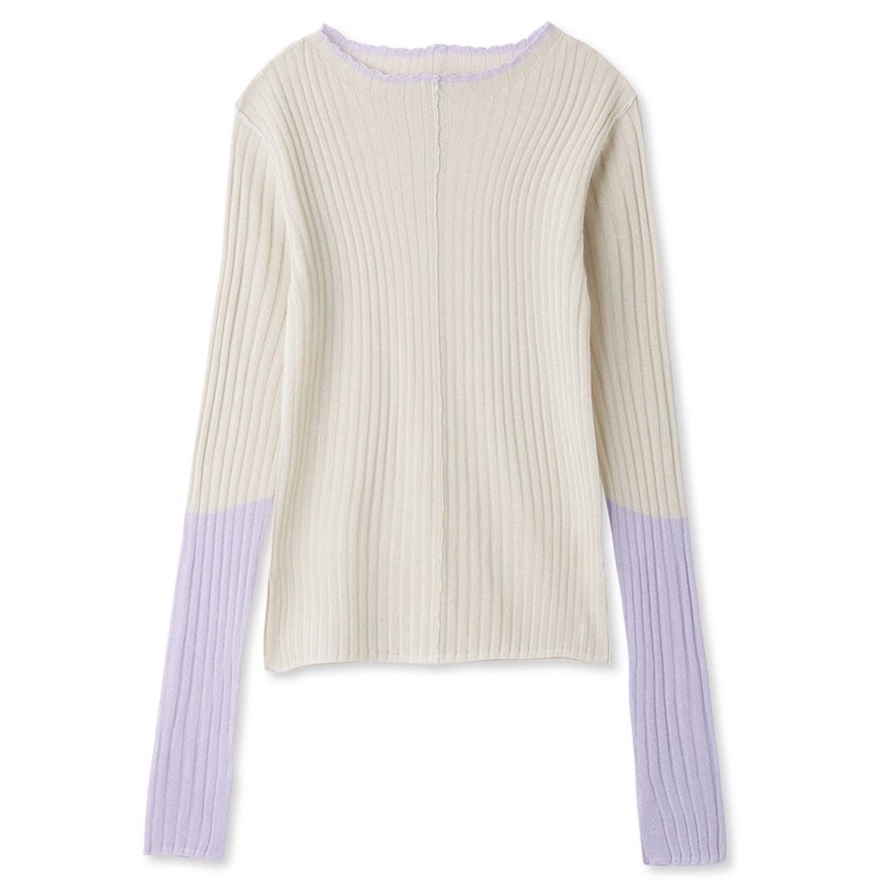 バイカラーラメシアー リブトップス IVR F