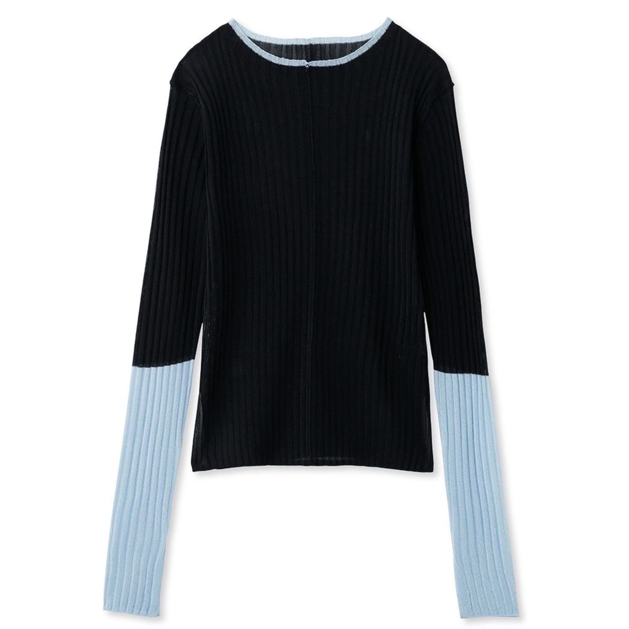 バイカラーラメシアー リブトップス BLK F