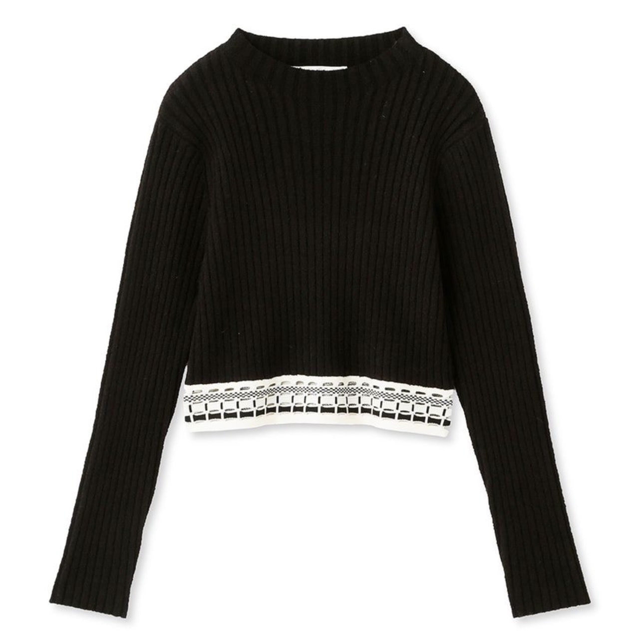 ウエストジャガードリブニットトップス BLK F