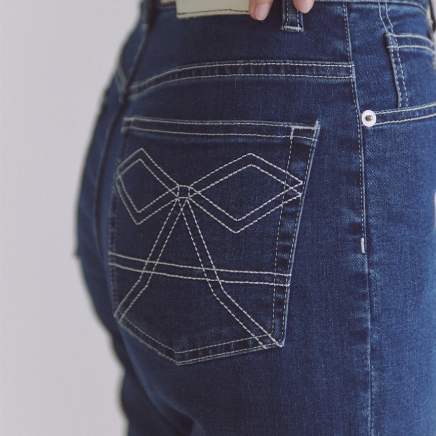 ピカデリー/リボンステッチデニムパンツ BLU S