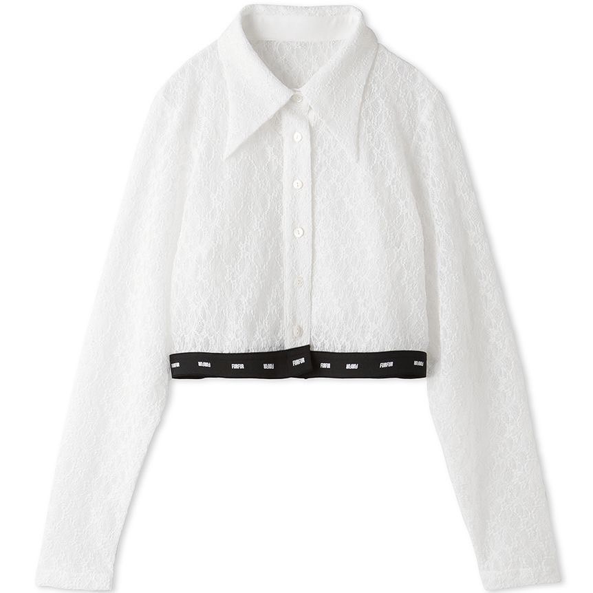 ウエストロゴレースシャツ WHT F