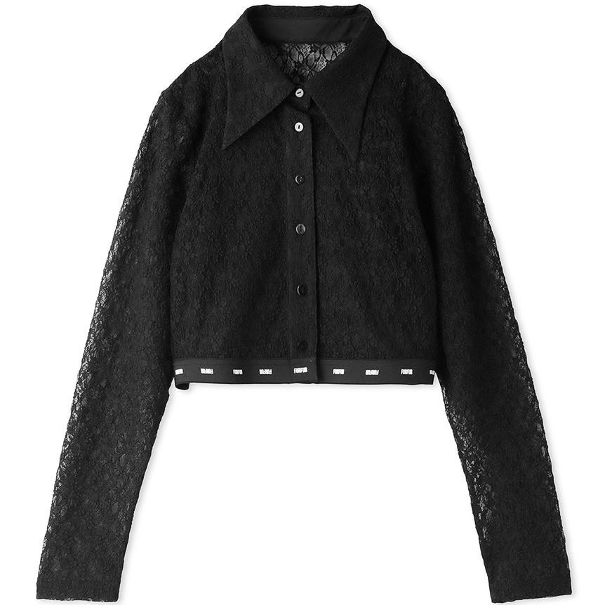 ウエストロゴレースシャツ BLK F