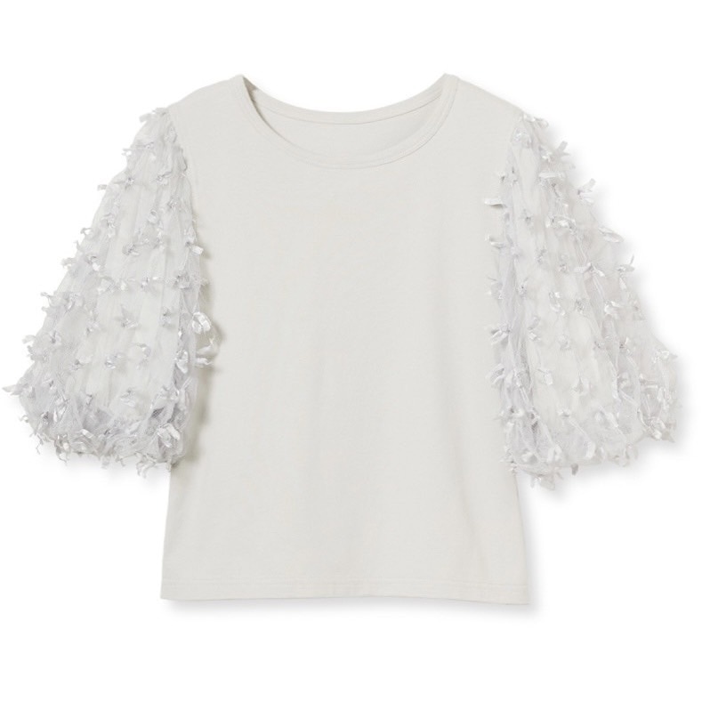 リボンマテリアルカットソー LGRY F