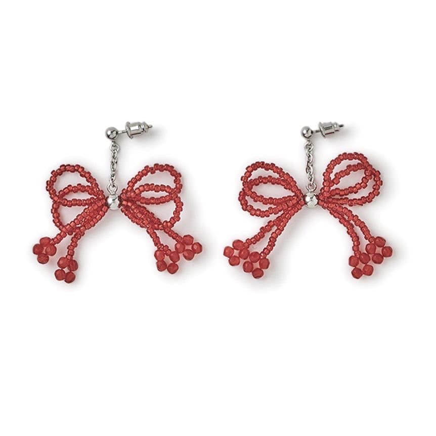 リボンピアス RED F