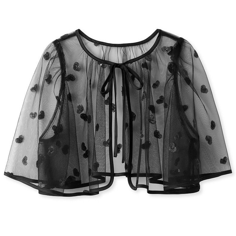 グリッターハート刺繍ボレロ BLK F