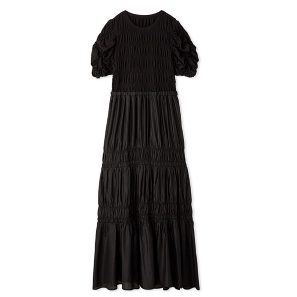 シャーリングスカートカットワンピース BLK F