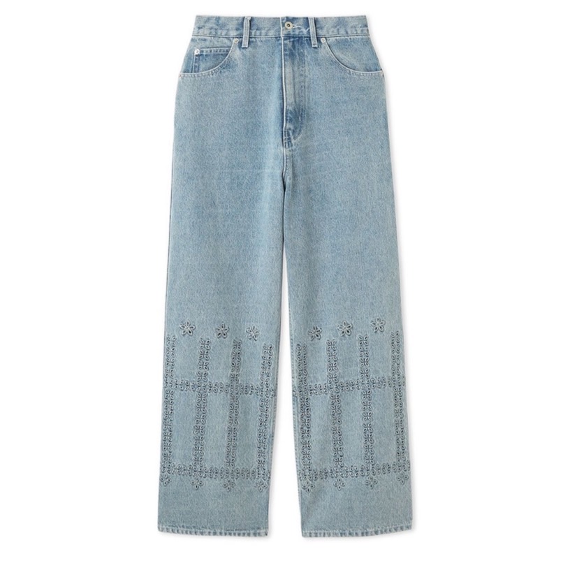 カットワークデコレーションデニムパンツ SAX 1