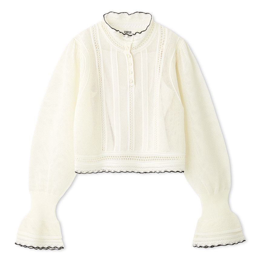 レーシーニットプルオーバー WHT F