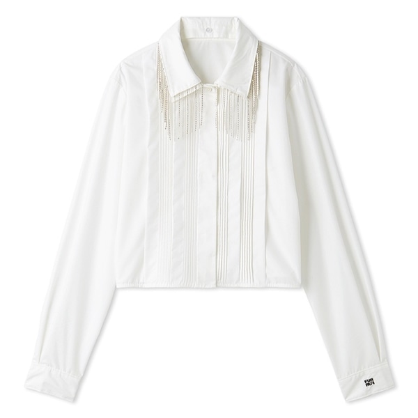 ビジューフリンジシャツ WHT F