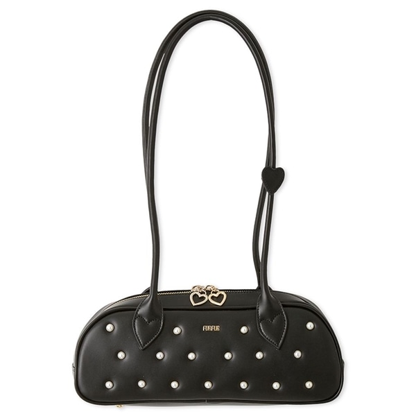 パールドットワイドボストンバッグ BLK F