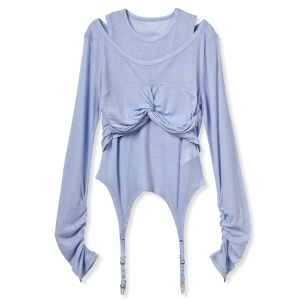 ドレープデザインセットトップス SAX F