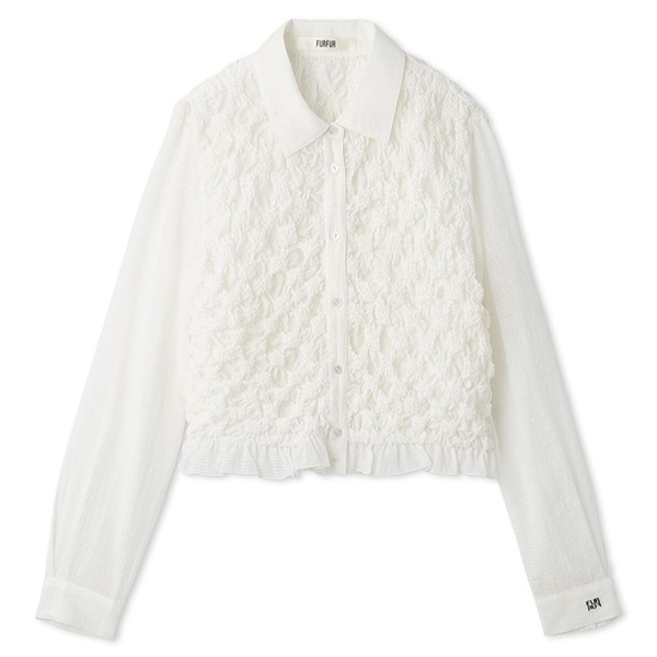 シャーリングクロップドシャツ WHT F