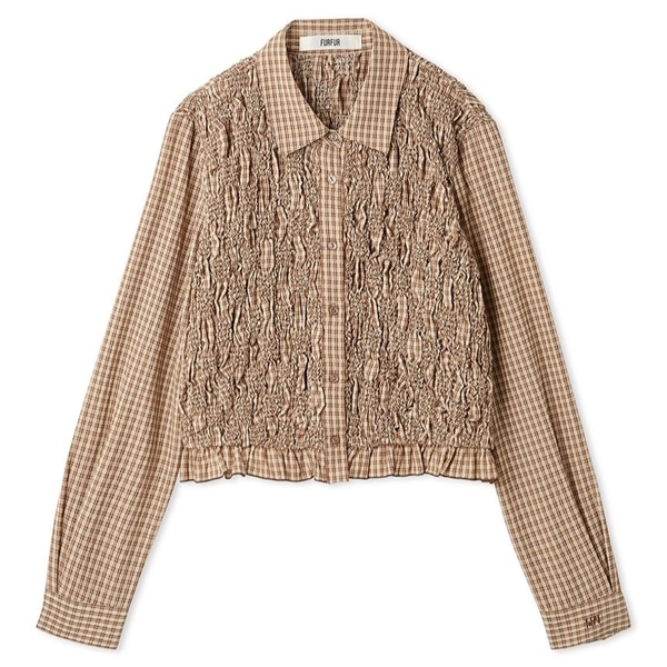 シャーリングクロップドシャツ BRW F