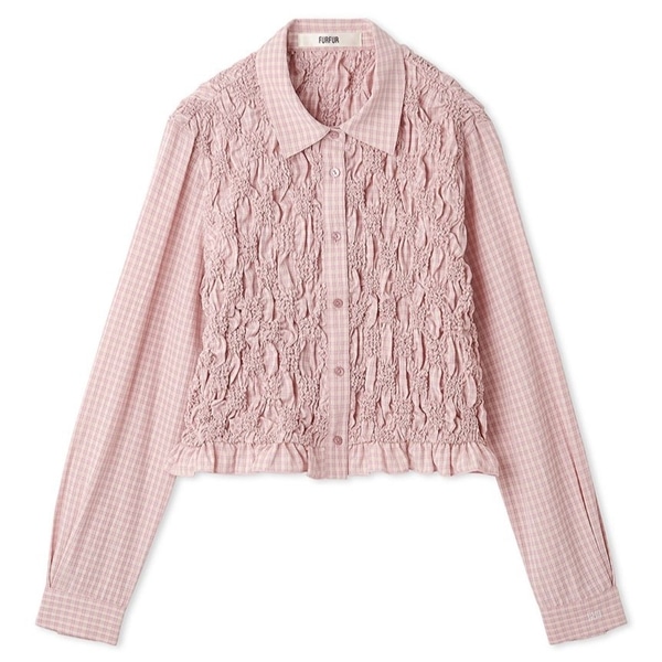 シャーリングクロップドシャツ PNK F