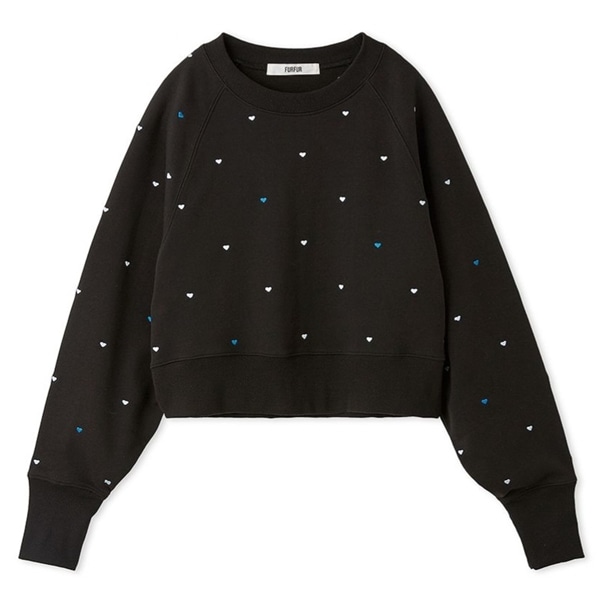 ミニハート刺繍スウェット BLK F