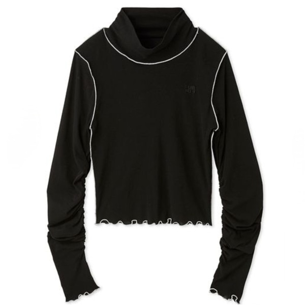 ハイネックシアープルオーバー BLK F