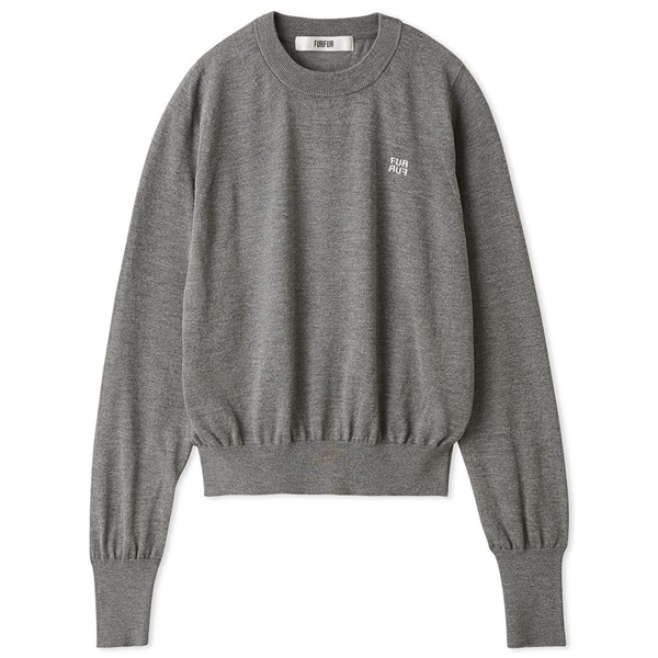 ロゴ刺繍クルーネックセーター GRY F