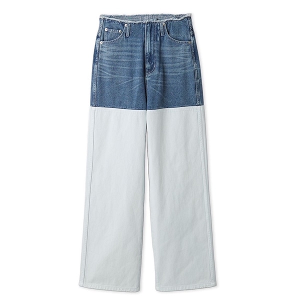 カットオフバイカラーデニムパンツ LBLU 1