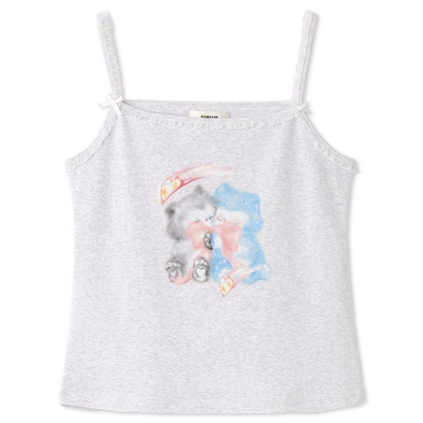 李子林キャットプリントキャミソール IVR F