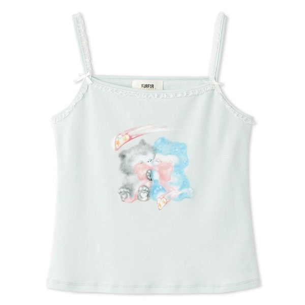 李子林キャットプリントキャミソール MNT F