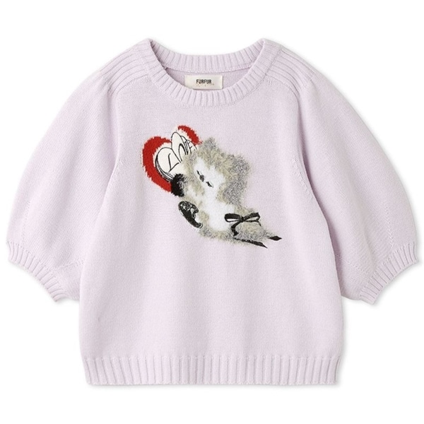 李子林ハーフスリーブジャガードニット LAV F