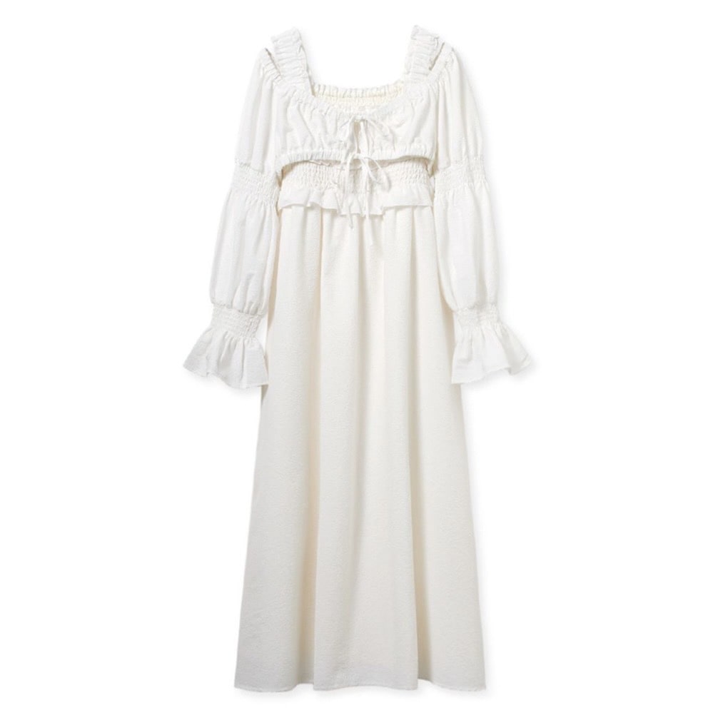 ボレロセットシャーリングワンピース WHT F