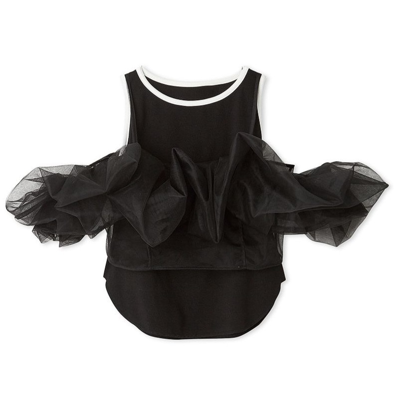 チュールビスチェセットタンクトップ BLK F
