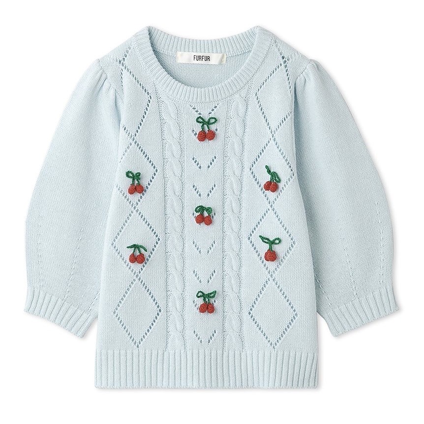 チェリーモチーフニットトップス LBLU F
