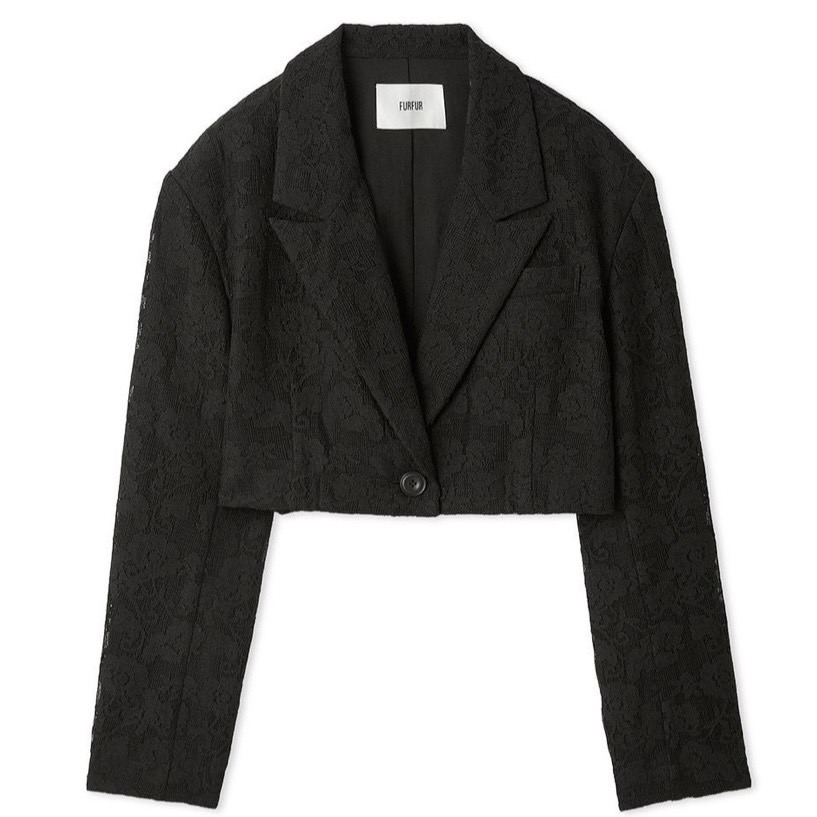 クロップドテーラードジャケット BLK F