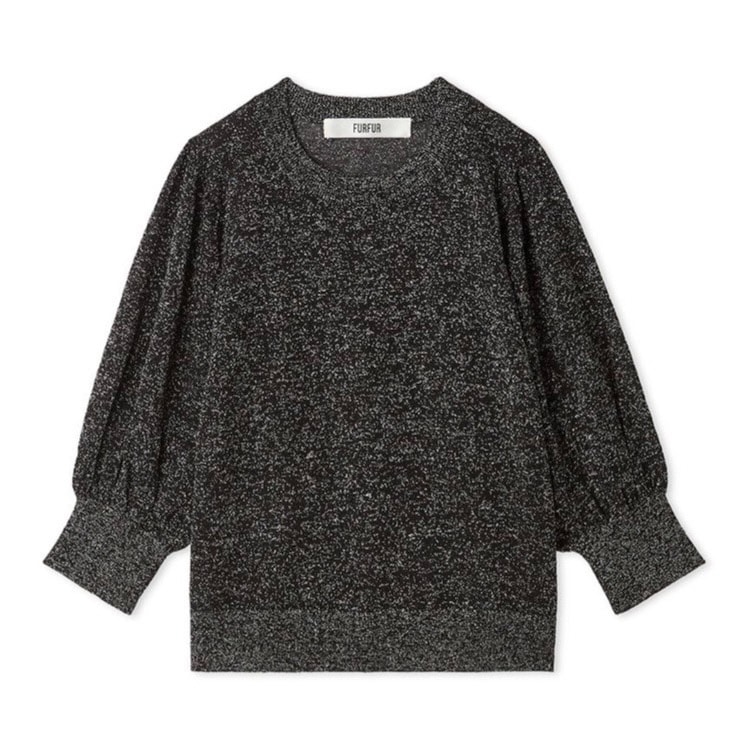 ハーフスリーブラメニットプルオーバー BLK F