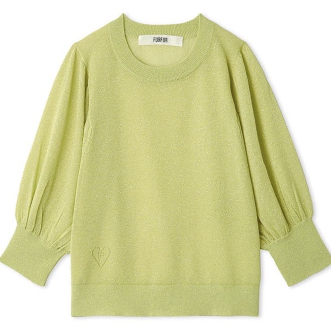 ハーフスリーブラメニットプルオーバー YEL F