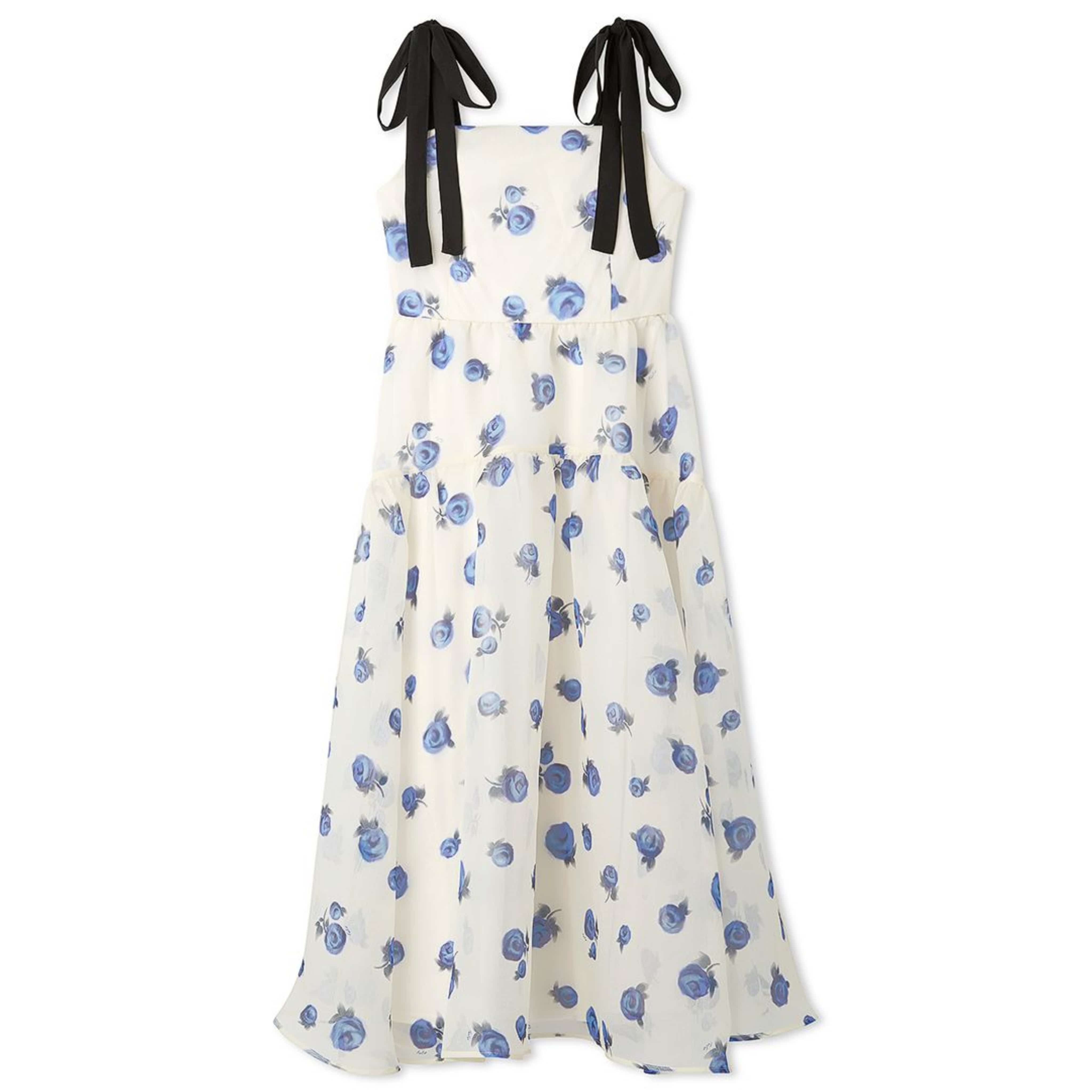 ぼかしフラワーリボンワンピース IVR F