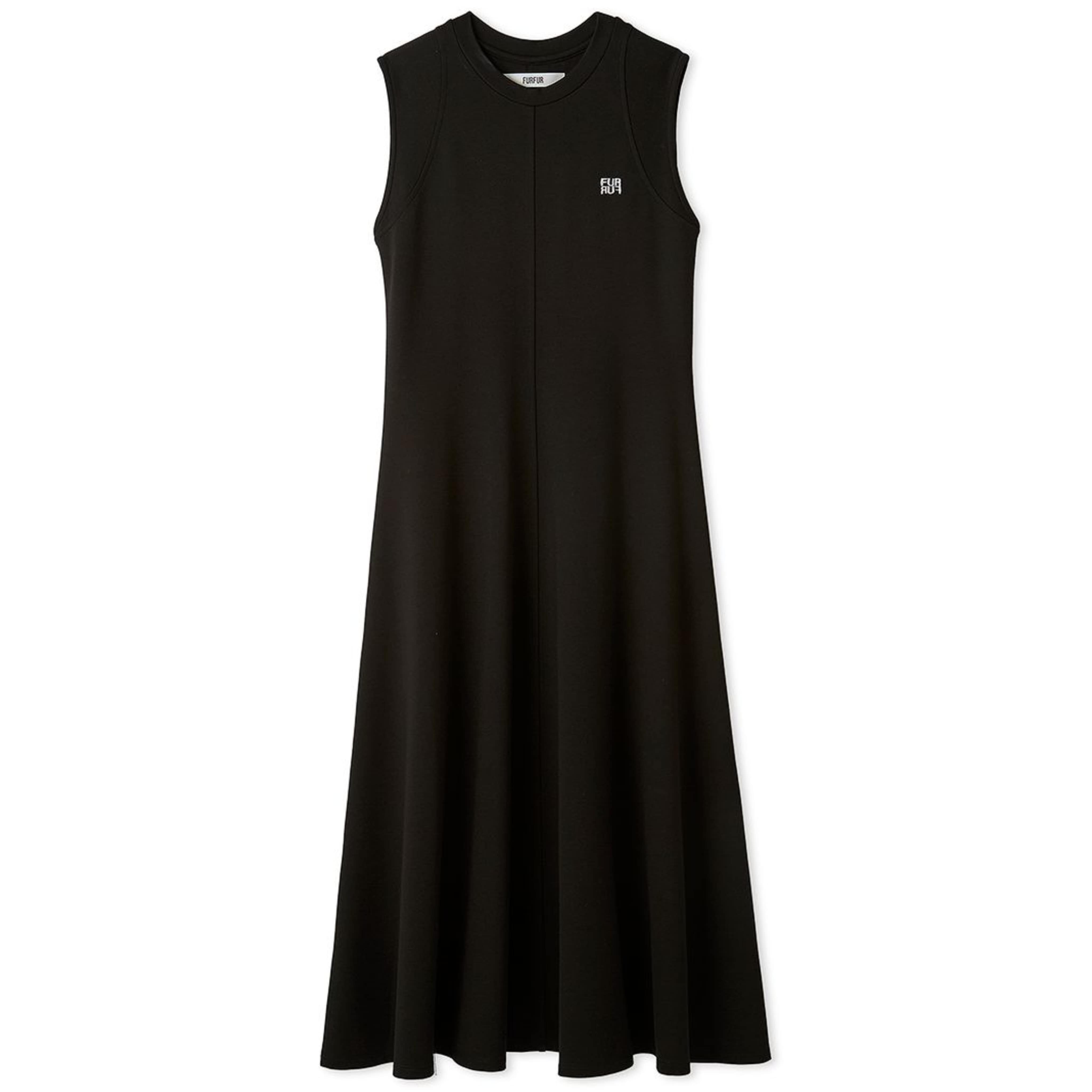 ロゴ刺繍ノースリーブカットワンピース BLK F