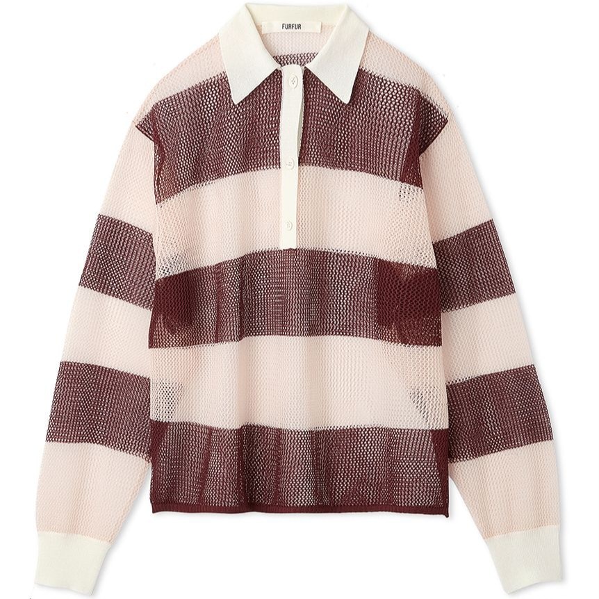 ラガーボーダーメッシュプルオーバー PNK F