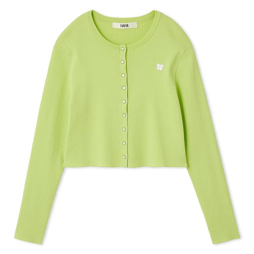 リボン刺繍カーディガン LIME F