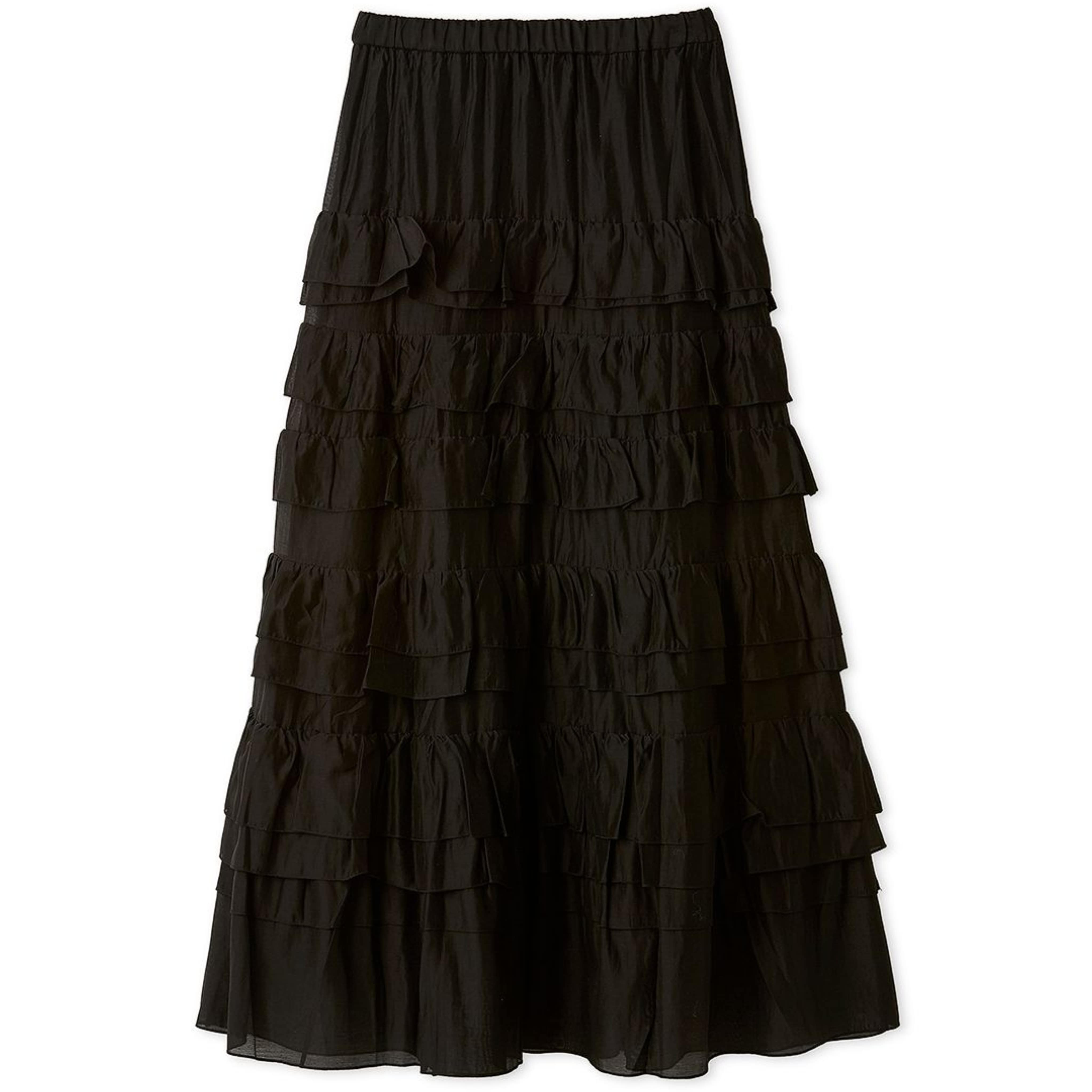 シアーフリルティアードスカート BLK F