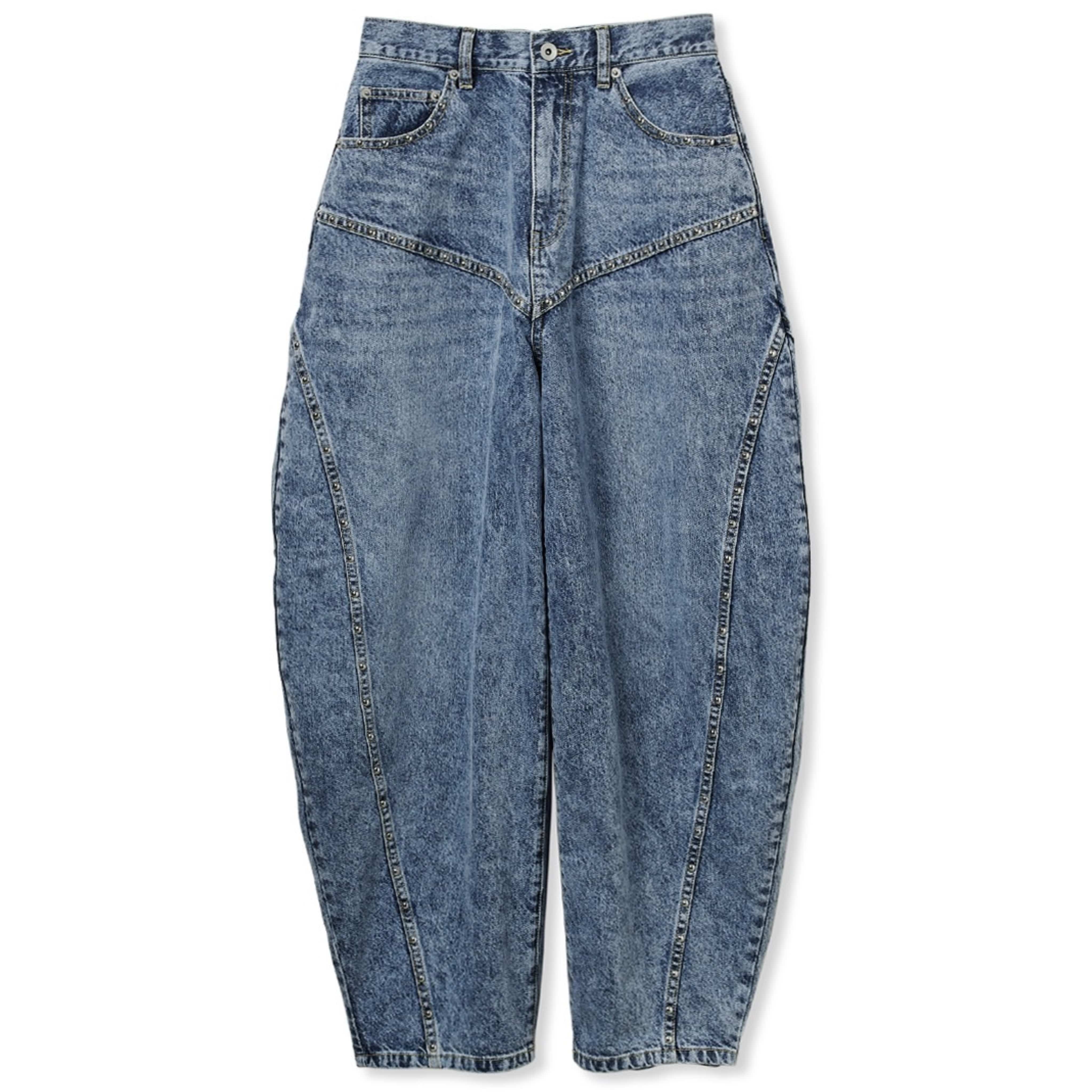 スタッズカーブデニムパンツ SAX F