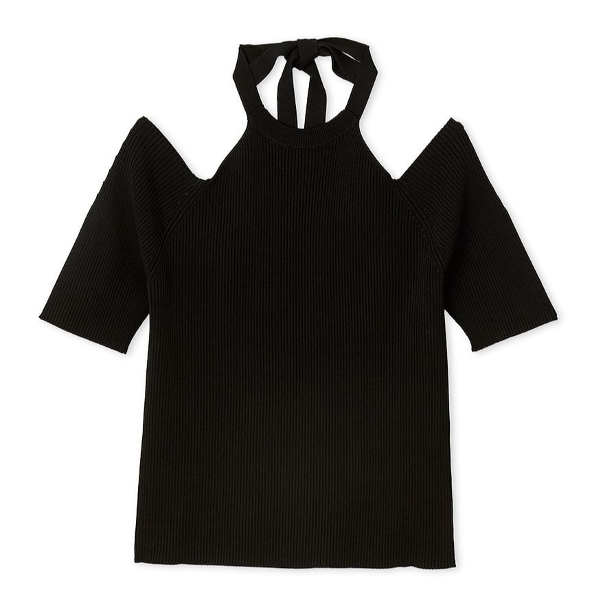 カットアウトリブプルオーバー BLK F