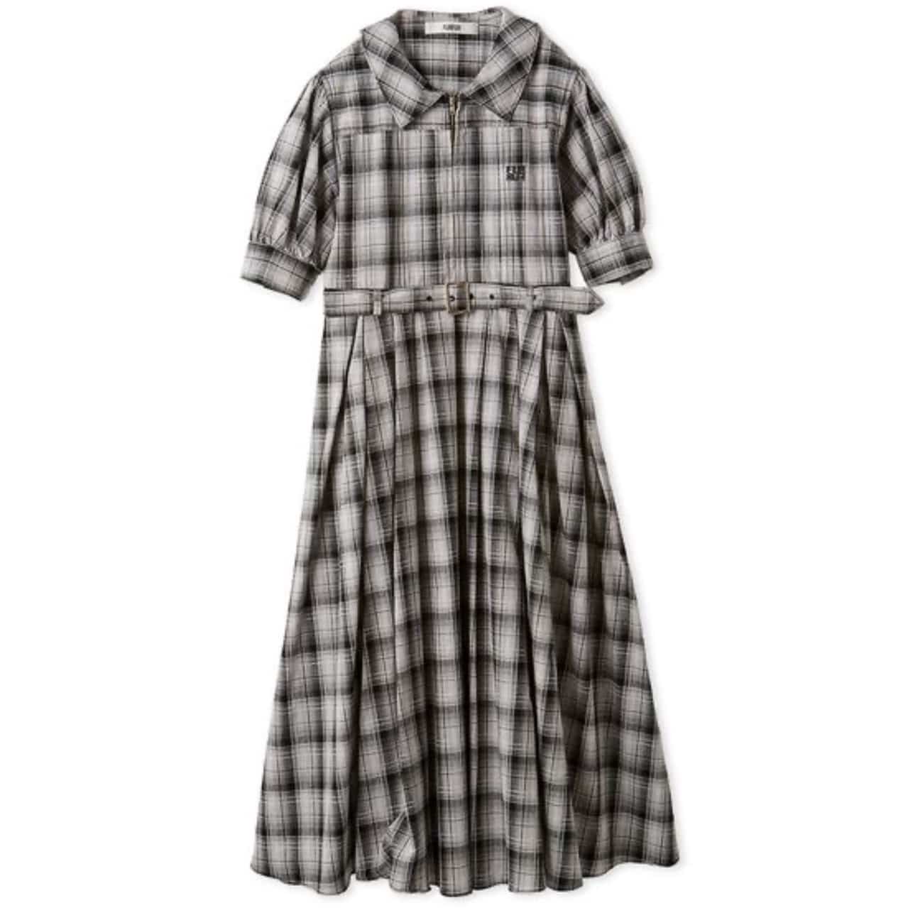 フラットカラーシャツワンピース CHECK F