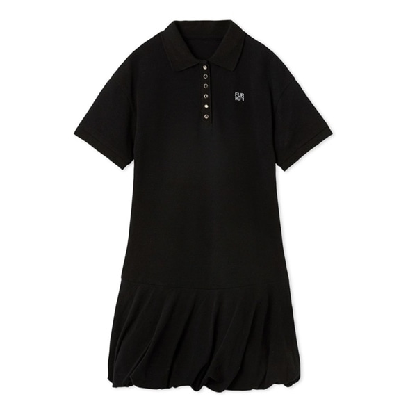 ロゴ刺繍ポロシャツミニワンピース BLK F
