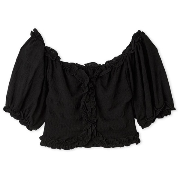 フリルカットブラウス BLK F