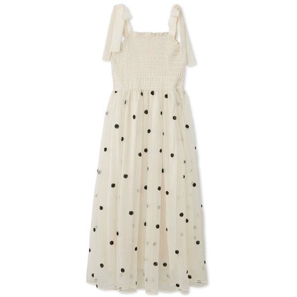 ドットスパンコール刺繍ワンピース IVR F