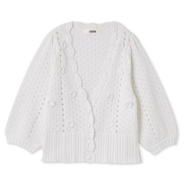 クロシェハーフスリーブカーディガン WHT F