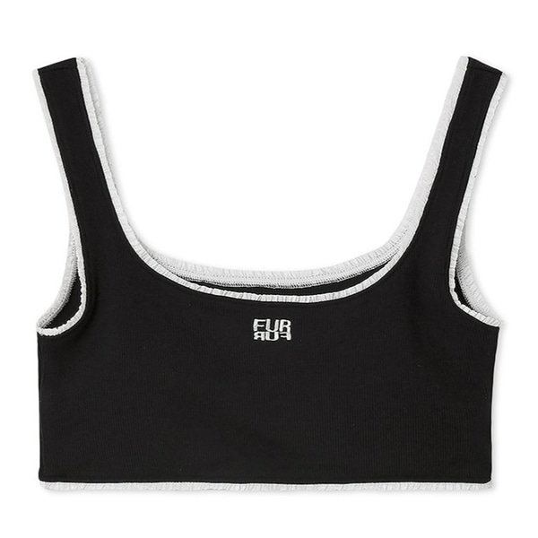 ロゴ刺繍カップインタンクトップ BLK F