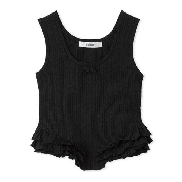 サイドペプラムリボンタンクトップ BLK F