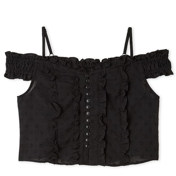 フリルデザインブラウス BLK F